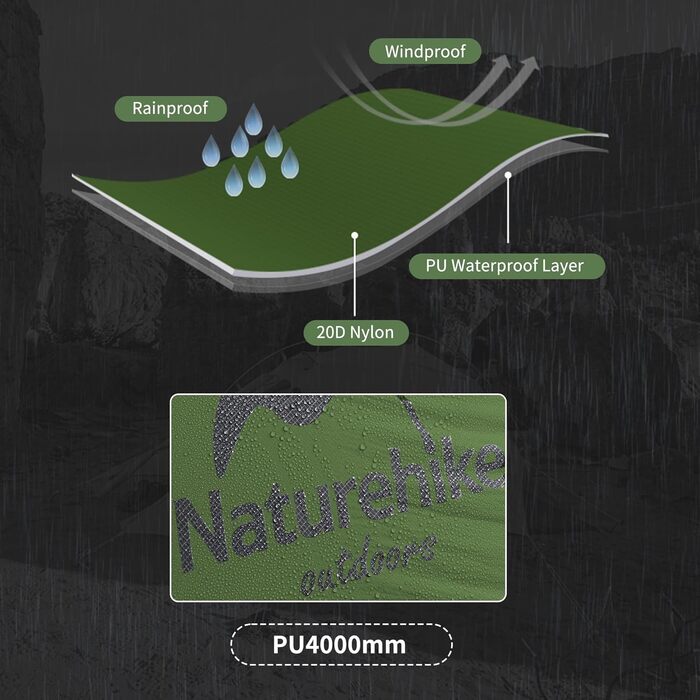 Намет Naturehike Mongar 2 для кемпінгу, ультралегкий, двомісний, 4-сезонний, 210T нейлон PU3000мм, для туризму, велопоходів, трекінгу та альпінізму