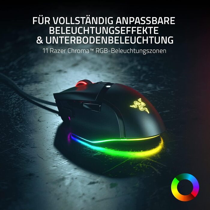 Ігрова миша Razer Basilisk V3 дротова з RGB підсвіткою Chroma, 11 програмованих кнопок, гіперскрол колесо, ергономічний дизайн, чорна