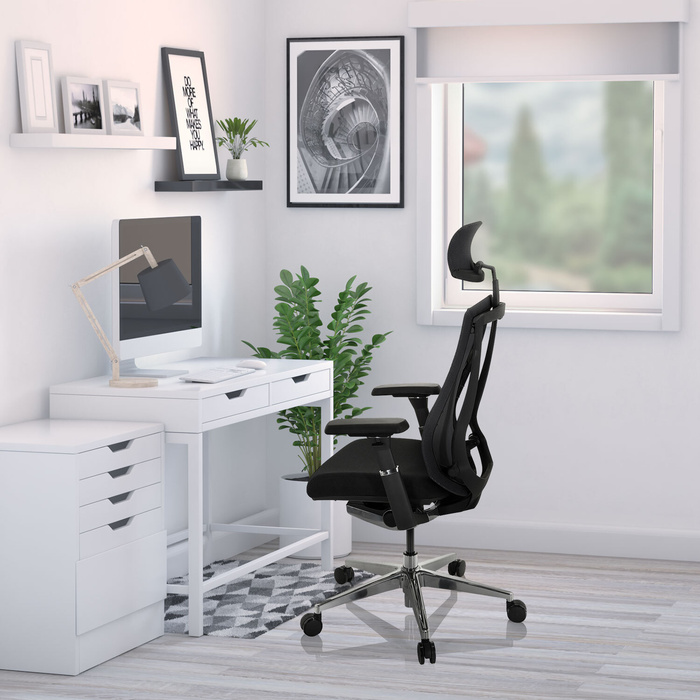 Офісне крісло / поворотне крісло INSPERO сітка / тканина чорна hjh OFFICE