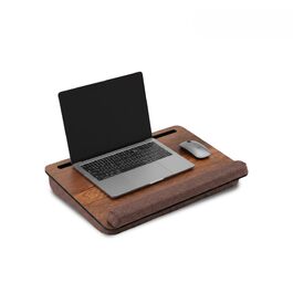 Підставка для ноутбука в ліжко Vigo Wood Cambridge з подушкою, стіл-піднос для дому та офісу до 17.3 дюймів, з пазами для планшета та смартфона (Горіх та Коричневий)