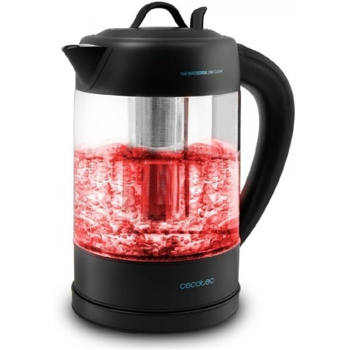 Електрочайник Cecotec ThermoSense 1,7 л, боросилікатне скло, 2200 Вт, без BPA, антикальковий фільтр, подвійний захист, база 360°
