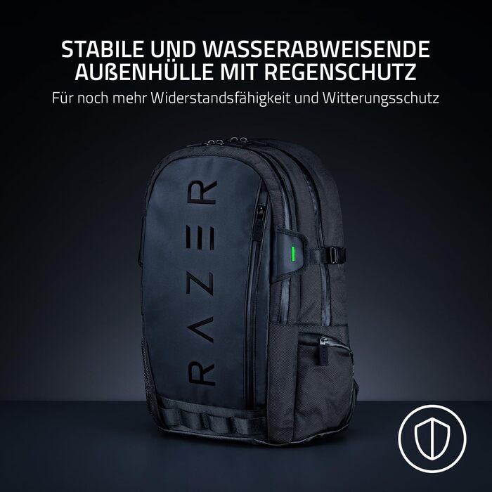 Ігровий рюкзак Razer Rogue V3 для ноутбука до 17.3 дюймів, зносостійкий поліестер, чорний