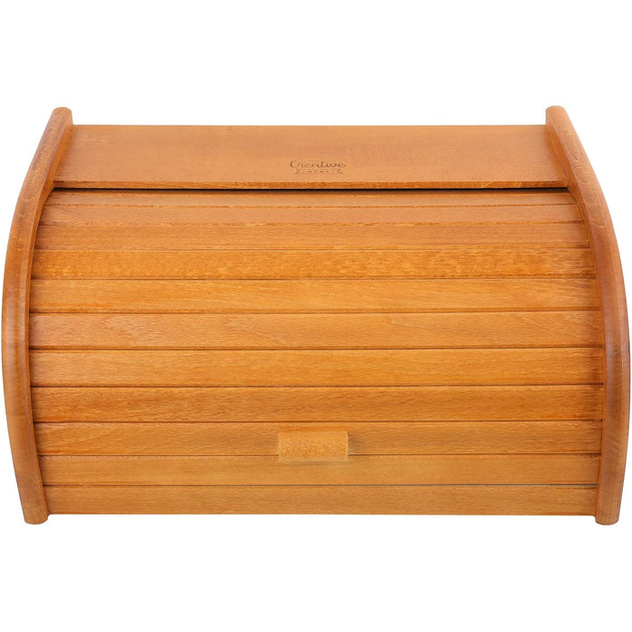 Дерев'яна хлібниця Creative Home Erle з роликовою кришкою, 38x28,5x17,5 см, натуральна, для хліба, булочок та випічки, стильна хлібна скриня для кухні