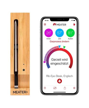 MEATER+ - Бездротовий смарт-термометр для м'яса з радіусом дії 50 м | Для духовки, гриля, сковороди та ротатерії | Ідеальний результат приготування м'яса через додаток