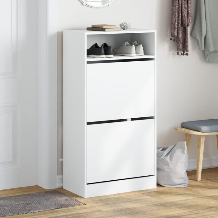 Шафа для взуття vidaXL біла 60x34x116 см, ДСП
