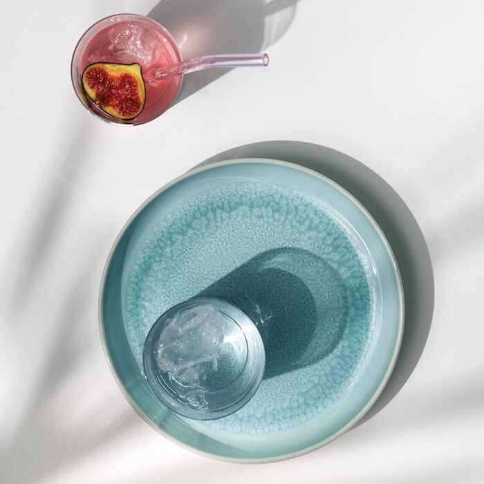 Сервіз столовий Villeroy & Boch Crafted Blueberry, 12 предметів, тарілки для основних страв 25,9 см та супу 21,9 см, реактивна глазур, преміум порцеляна, бірюзовий