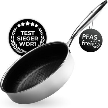 Сотейник Onyx Cookware 26 см, 3.7 л — глибока сковорода для всіх типів плит (включаючи індукцію), антипригарне покриття, сталь/алюміній, до 260°C, без PFAS