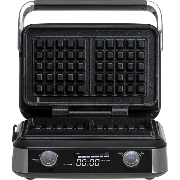 Професійна вафельниця ADLER EUROPE для бельгійських вафель з LCD-дисплеєм, 2400 Вт, 5 програм та 7 рівнів просмаження, глибокі пластини 12x13x2 см