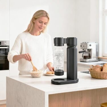 Сифон для газування води Sodastream (газвататор) з пляшкою 1 л, чорний, висота 40.3 см