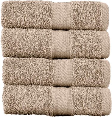 Набір із 4 великих рушників SweetNeedle 70x140 см – 100% бавовна, 500 г/м², готельна якість, високої поглинання, для ванної, душу, пляжу, щоденного використання (лляний колір)