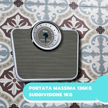 Механічна вага ARDES AR2PP2M без батарей, вінтаж, антиковзкий килимок, кг/фунти