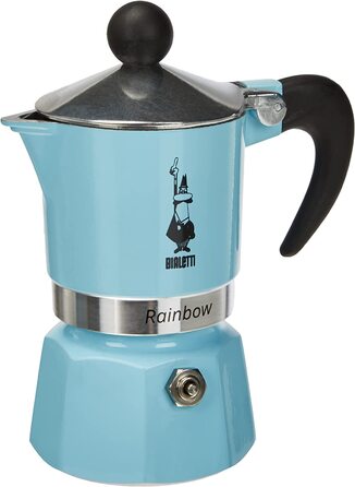 Кавоварка Bialetti Rainbow, алюмінієва, блакитна, на 1 чашку