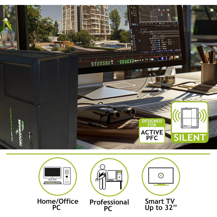 UPS Tecnoware ERA PLUS DC: Джерело безперебійного живлення для Wi-Fi та відеоспостереження, Powerbank 8800mAh, POE 24V/48V, захист від перепадів напруги та відключень до 240 хв