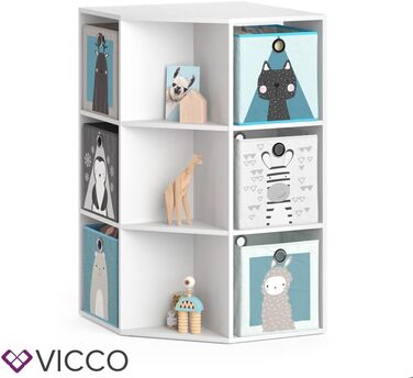 Дитяча полиця Vicco Luigi, біла, 64x107.8 см, з 6 складними коробами, варіант 2