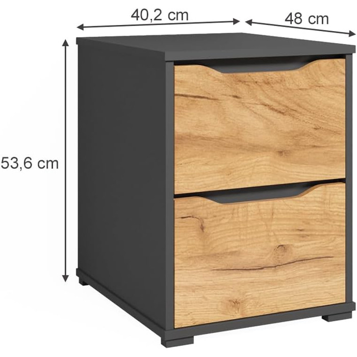 Комод Vicco Ruben антрацит/дуб Goldkraft, 40x54 см, 2 шухляди