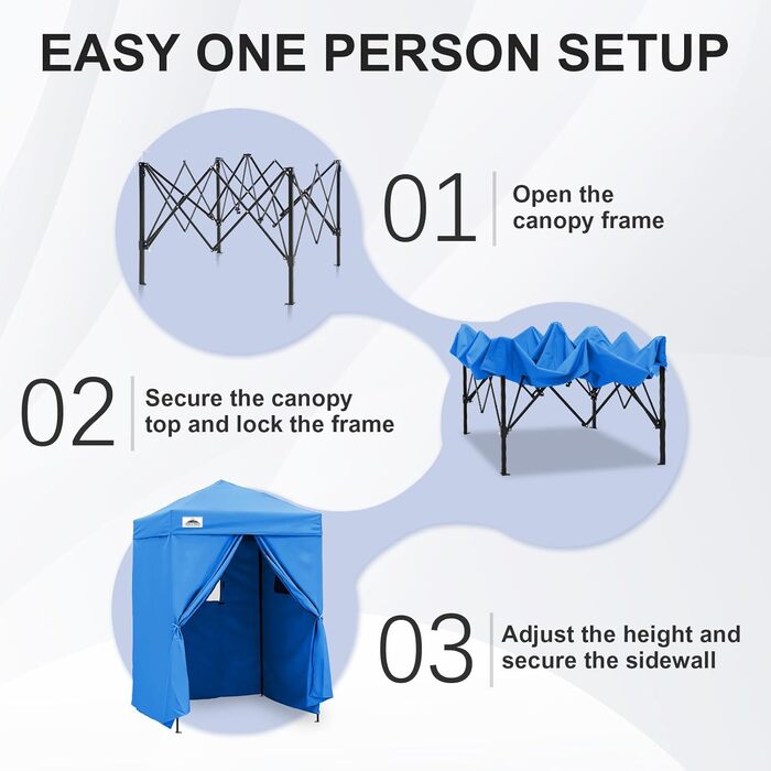 Розкладана переодягальня Eagle Peak Flex Ultra Compact - 1.2 x 1.2 м (5x5 ft), для басейну, фотосесій, кемпінгу, біла/світло-блакитна