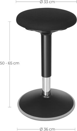 Ергономічний стілець-стілець SONGMICS, обертовий на 360°, регульована висота 56-81 см, для роботи, чорний, легке складання