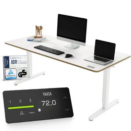 Ергономічний стіл Yaasa Desk Pro з електрорегулюванням висоти, білий 180x80 см – Multiplex. Навантаження до 120 кг, з дисплеєм ErgoTouch