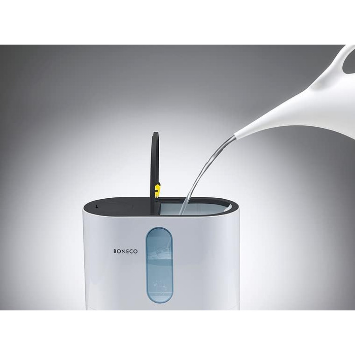 Ультразвуковий зволожувач повітря BONECO U350 з ароматизацією, 5 л, для приміщень до 80 м², автоматичний режим, таймер, функція підігріву, подвійна насадка, водяний фільтр, білий