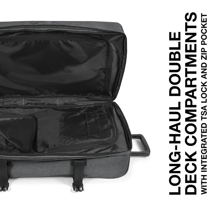 Валіза Eastpak TRANVERZ L, 121 л, 79x40x33 см, чорний денім, сіра
