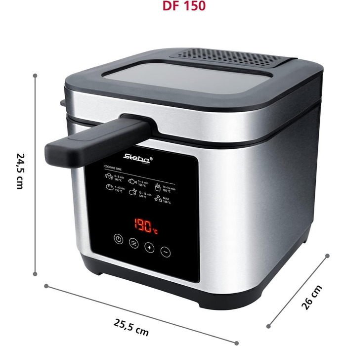 Фритюрниця Steba DF 150, 1200 Вт, таймер, регулятор температури, дисплей, нержавіюча сталь
