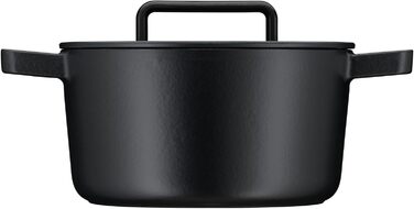 Жаровня WMF Flavour 24 см з чавуну, емальована, для індукції, чорна, з кришкою з конденсаційними виступами, сучасний дизайн