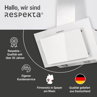 Похила витяжка Respekta CH33060WB 60 см, біла: металевий корпус зі скляним екраном, режим відведення та рециркуляції повітря