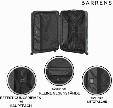 Валіза для ручної поклажі BARRENS 55x40x20 см, містка дорожня валіза з жорстким корпусом, 4 колеса, кодовий замок та телескопічна ручка, зелена