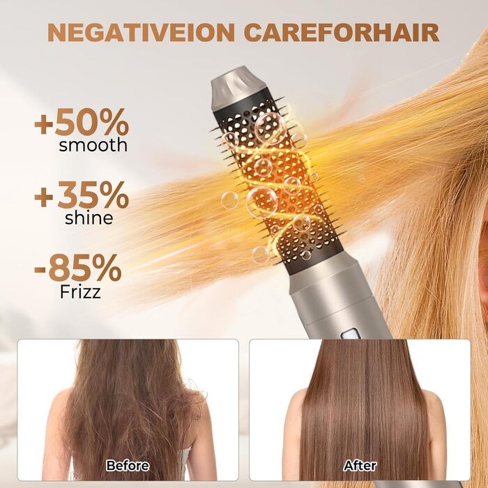 Airstyler 6 в 1 Gold 1000W: Фен-щітка, плойка, випрямляч для волосся – професійний набір для укладки