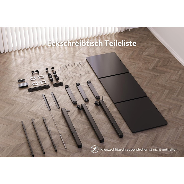 Кутовий письмовий стіл Claiks 160x140 см, електричний, L-подібний, чорний, з регулюванням висоти, два мотори, на колесах