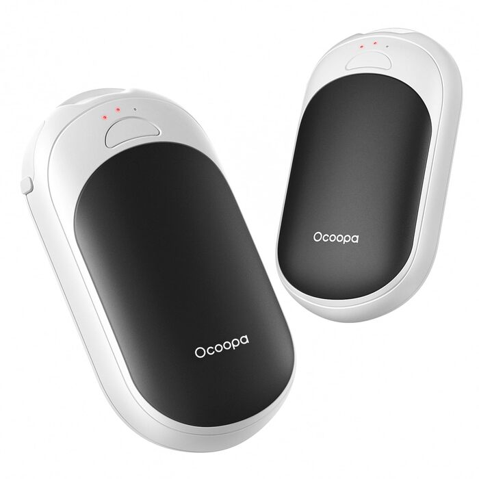 Електричні грілки для рук OCOOPA 2 шт. з магнітною основою, 5000mAh, 3 режими нагріву, компактні, для рукавичок, сумки, зимові аксесуари, подарунок для чоловіків та жінок, чорний/білий